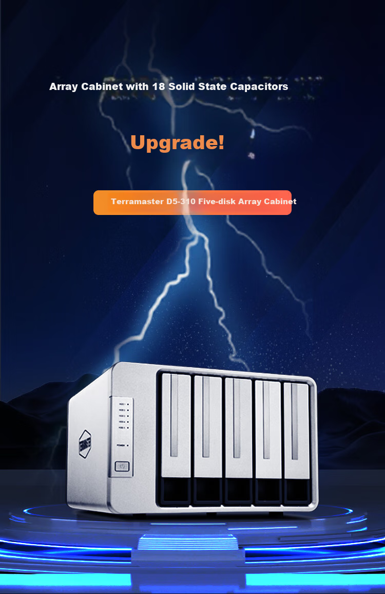 TERRA MASTER D5-310, 5-Bay RAID Disk Array Enclosure, Hard Drive Enclosure Suitable for NAS Expansion Storage, Compatible with 2.5/3.5-Inch Mechanical And Solid-State SATA Hard Drives, Universal Hard Drive Cabinet 1