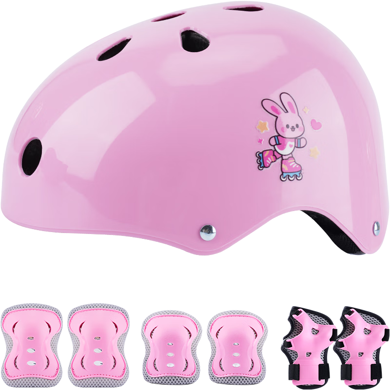 EVERVON Kids Roller Skating Protective Gear Set Cycling Inline Skates Skateboard Balance Bike Bicycle Safety Equipment Pink JS01