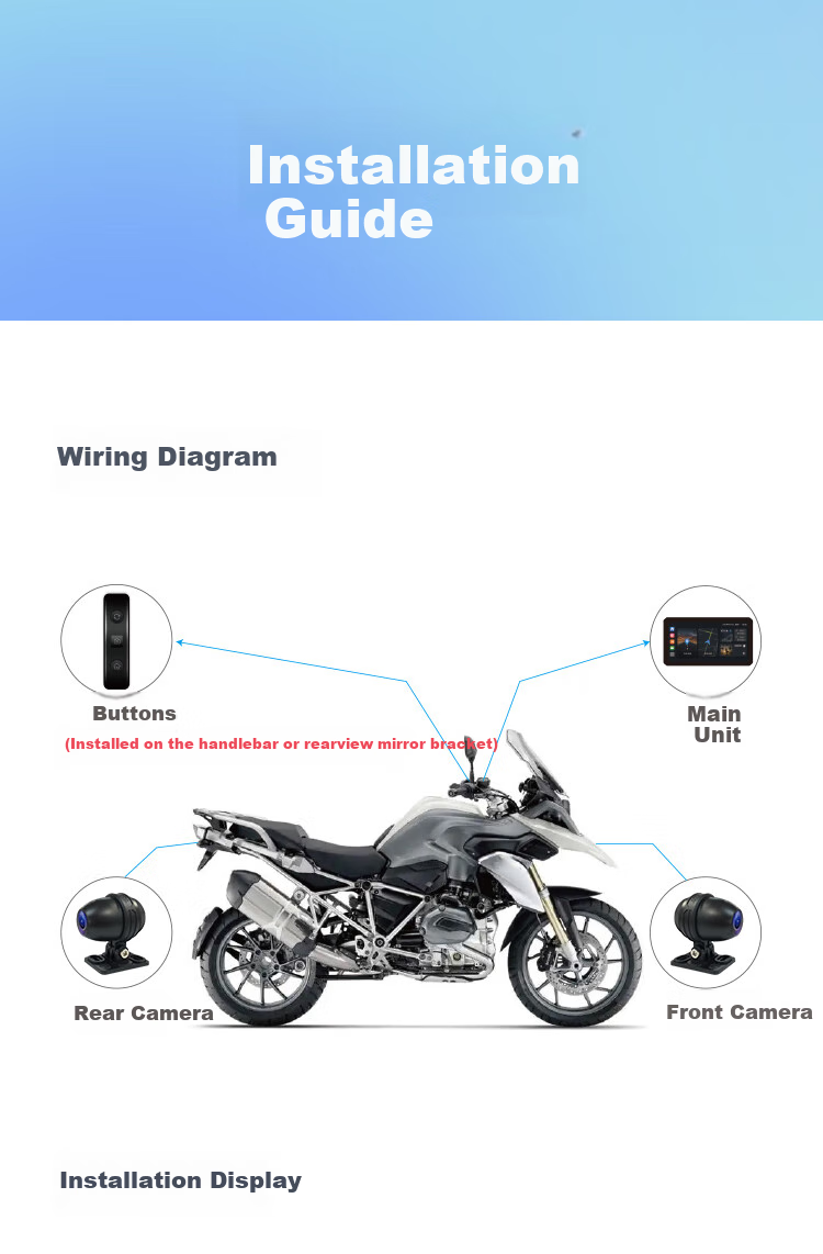 Tupozhe M12-ProMax Motorcycle Dash Cam, Smart Car System for Motorcycles, Dedicated Navigation, Wireless Screen Casting Host + Dual Cameras + Tire Pressure + Radar 14