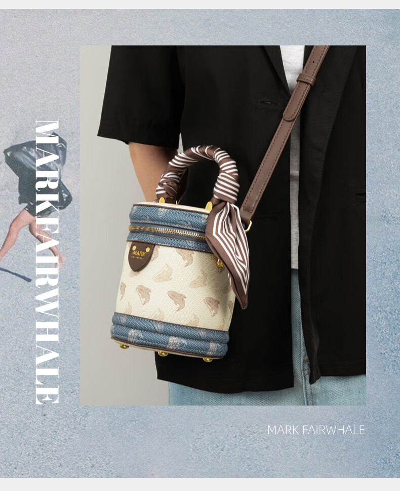 Mark Fairwhale Vintage Luxury Fashion Bucket Bag Versatile Round Tote Handbag Shoulder Bag for Women New Year Goddess Day Gift 3