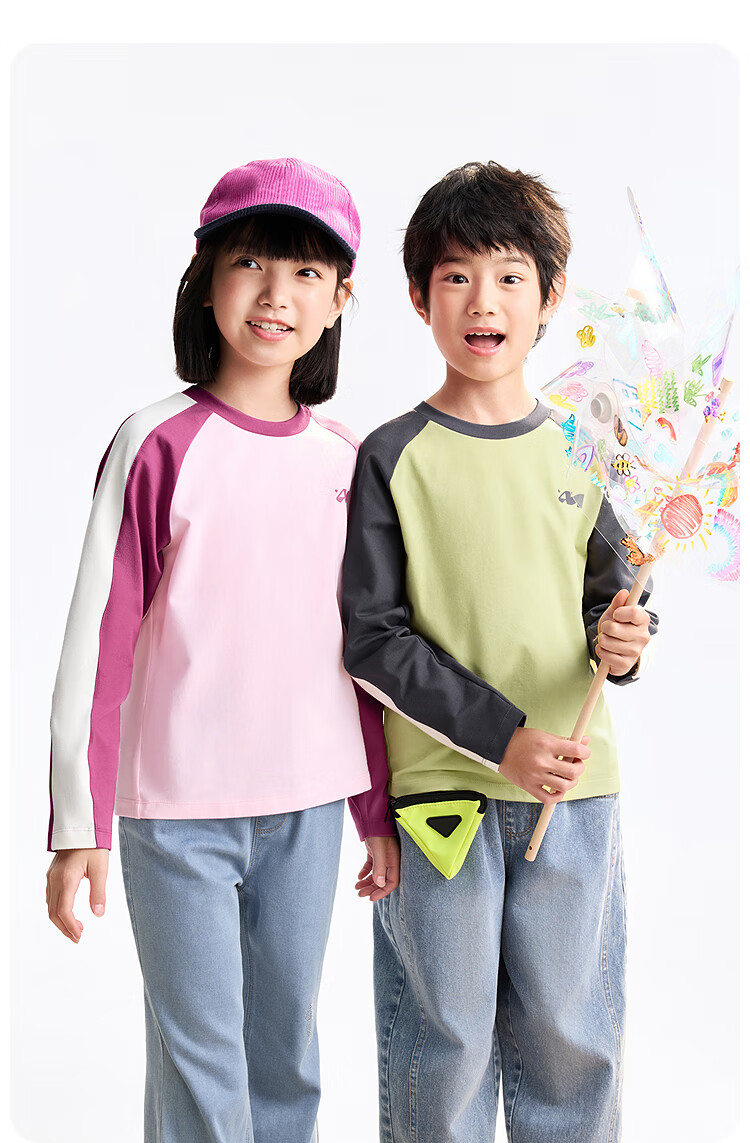Annil Colorblock Raglan Sleeve Kids Boys Girls Crew Neck Long Sleeve T-Shirt 2025 Autumn New Basic Top 6
