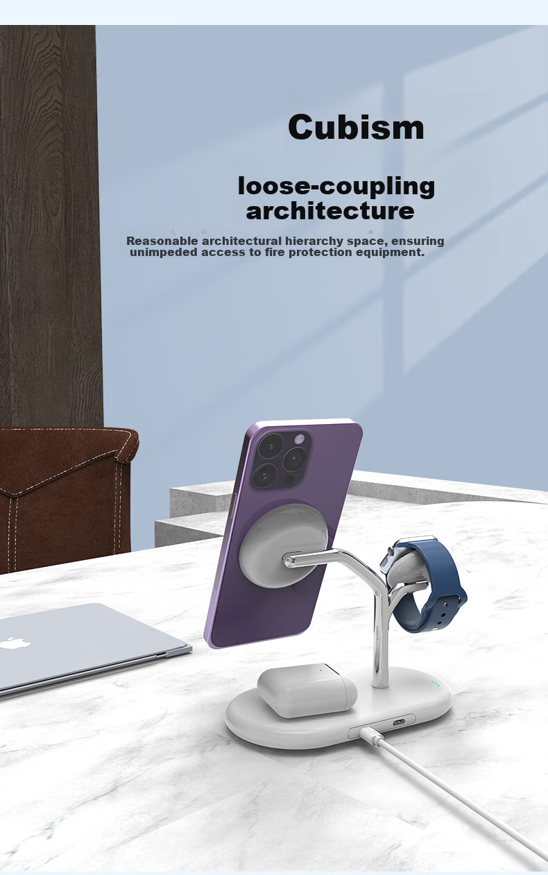 GDGO [Apple MFi Dual Certified] Apple Three-In Wireless Charger, MagSafe Magnetic S12 Watch Four-In MFM Stand, Compatible with 18/17 Pro Max/Air 7
