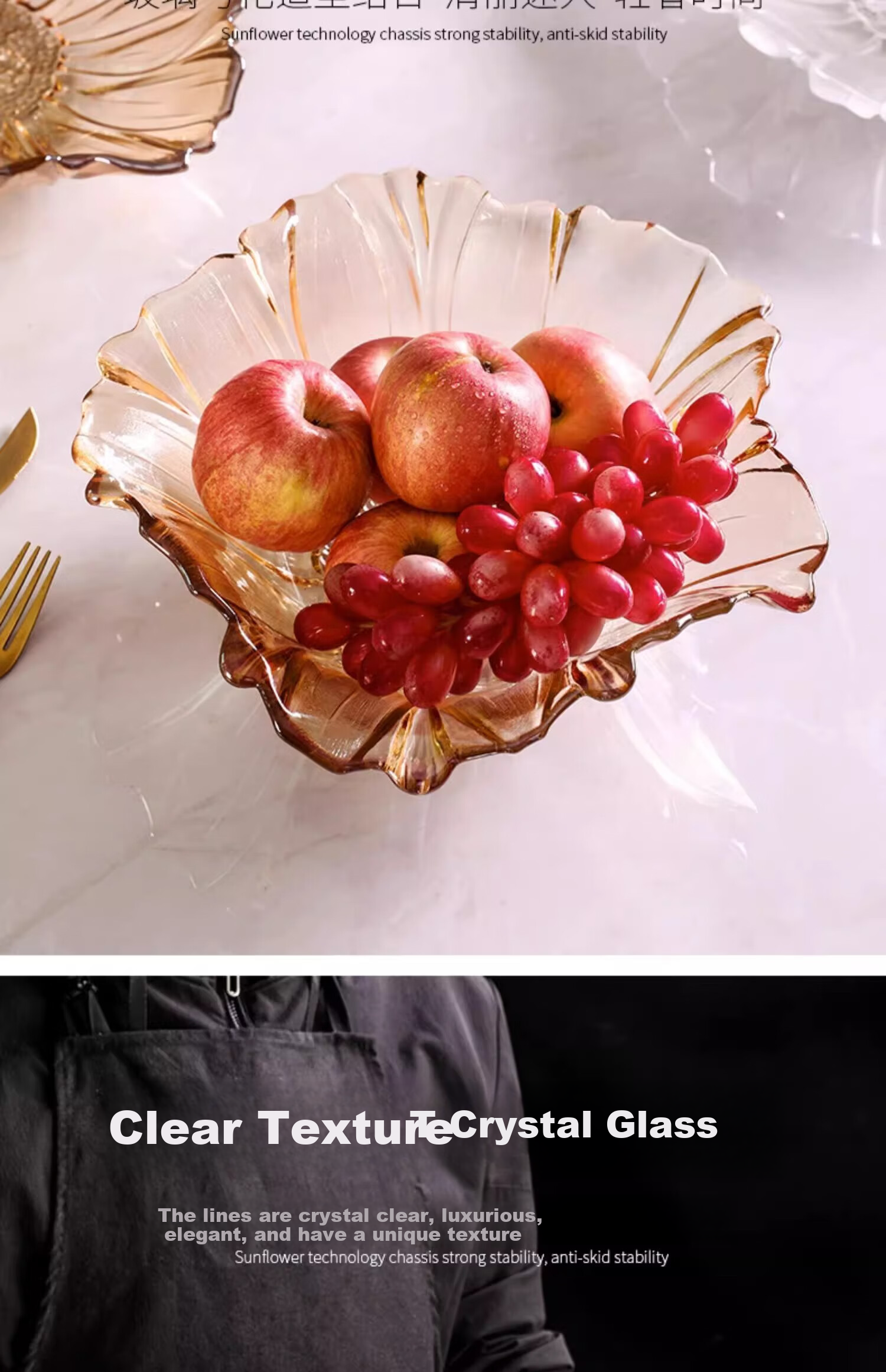CRISTALGLASS Luxury Crystal Glass Fruit Plate for Home Living Room, Coffee Table, New Year Snack Display, Dried Fruit Dish, Fruit Bowl 5