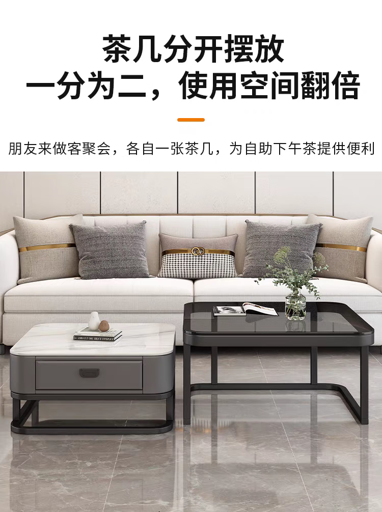 Gupujia Rock Slab Coffee Table, Living Room Modern Minimalist Light Luxury Small Apartment Reception Tea Table, Sofa Glass Side Table, Balcony Small Corner Table 8