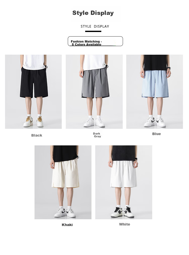 Dingfengbaoluo Summer Ice Silk Men's Loose Fit Comfortable Breathable Casual Sports Five-Point Shorts HZ21 Dark Gray 3XL 3