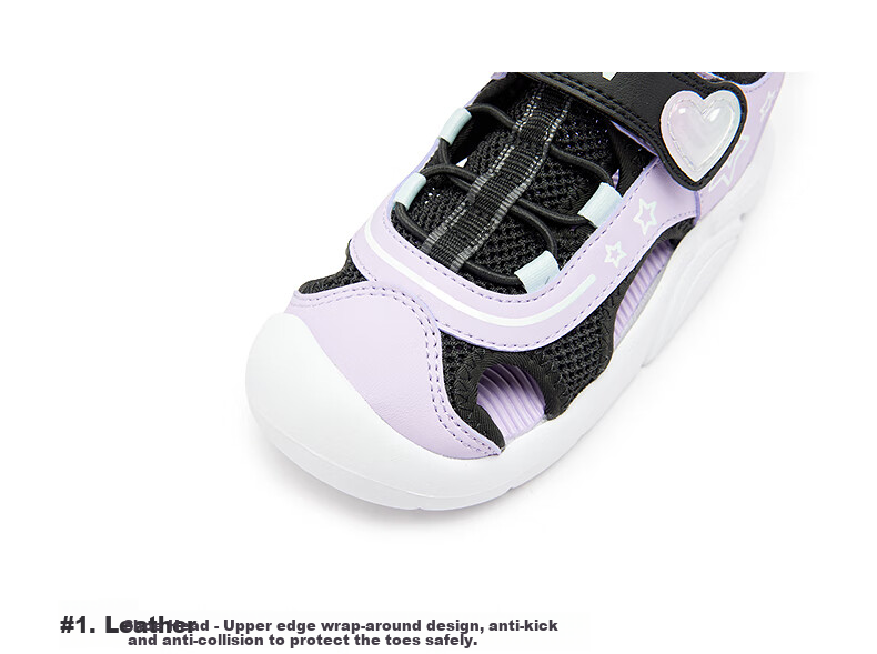 QIAODAN Girls' Closed-Toe Sandals, Children's Summer Casual Shoes, Toddler Water Shoes, Light Jade Pink/QIAODAN White, Size 33 14