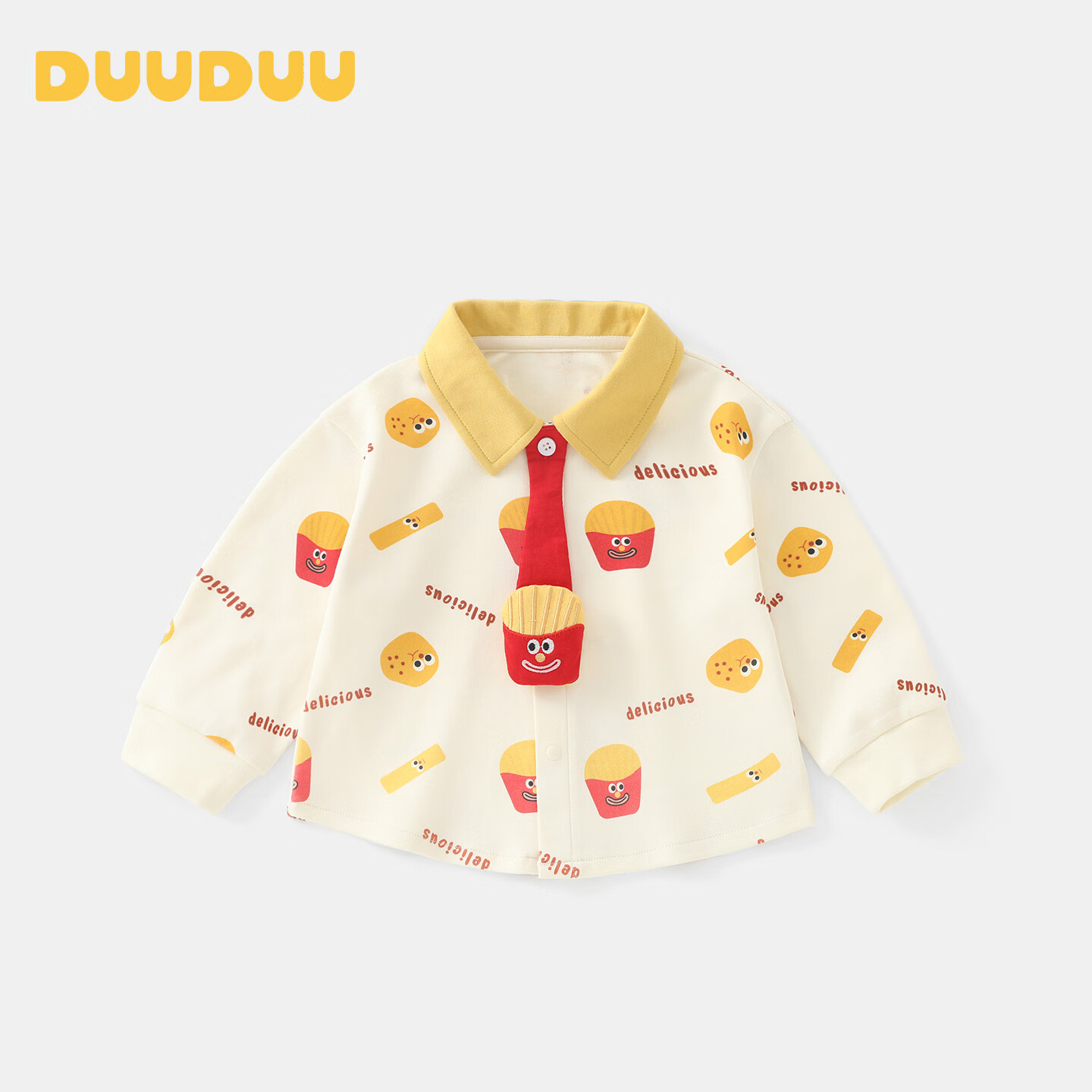DUUDUU Kids Long Sleeve Shirt Spring Autumn Toddler Baby Top Base Layer Shirt French Fries 120