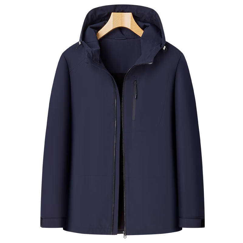 FIRS Autumn Winter Men's Hooded Fleece Lined Windproof Warmth Zipper Business Commuter Casual Jacket