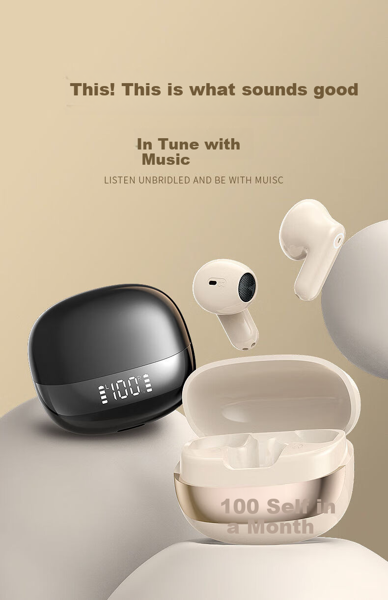 EARISE [Berlin Voice] Mini Compact Short Handle True Wireless Noise-Cancelling Semi-In Earphones for Music, Sports, Gaming with Low Latency And High Sound Quality Bluetooth Headphones M212 White 1