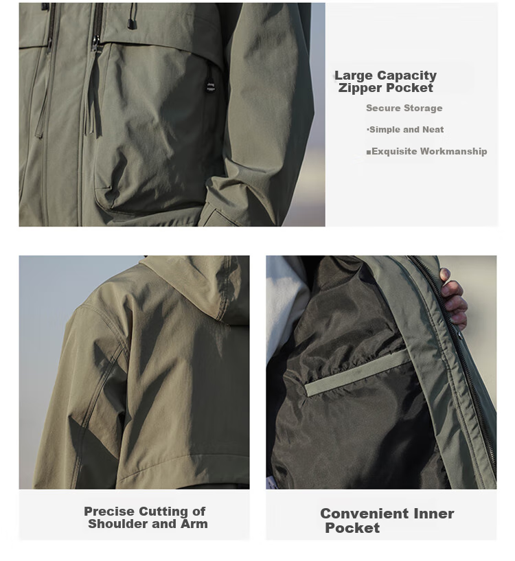 JEEP Men's Spring And Autumn Hooded Jacket, Casual Loose Workwear Clothing, Army Green, XL 6