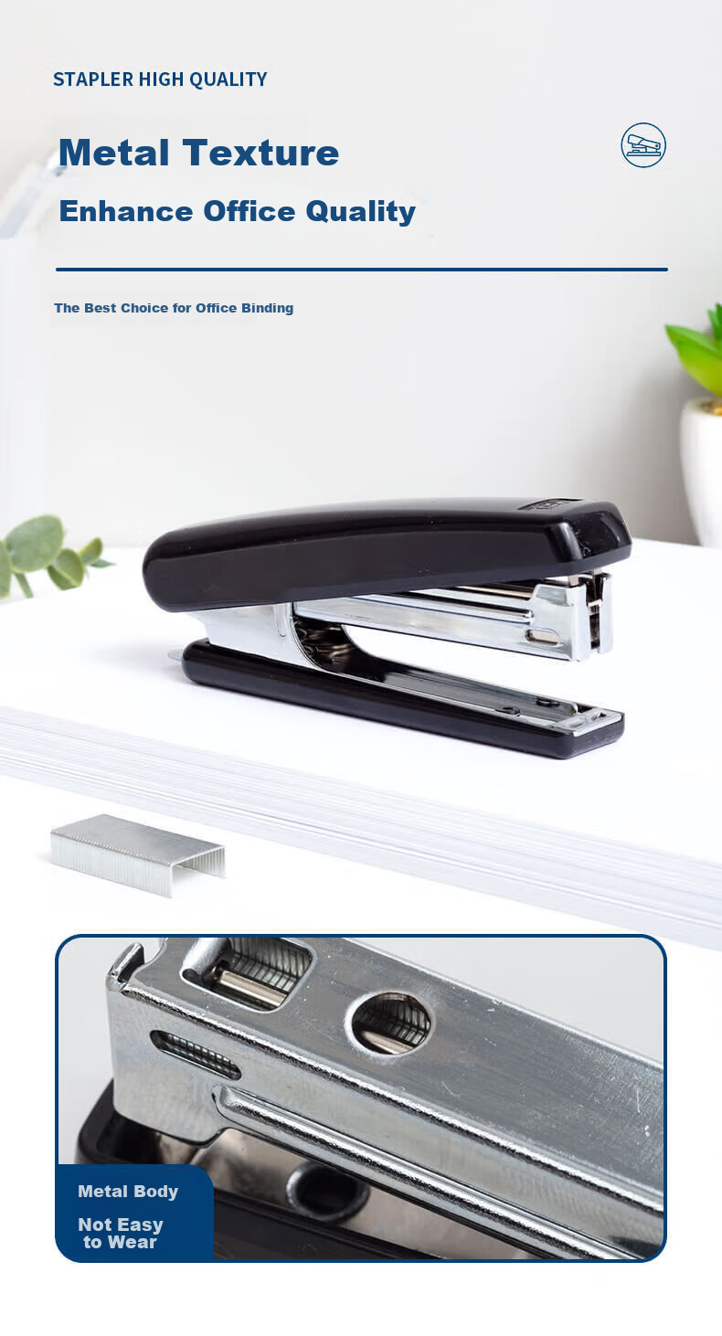 M&G 10# Stapler Metal Durable Stapler with Built-In Staple Remover at The End (Compatible with 10# Staples) Black Single Pack ABS92748 5