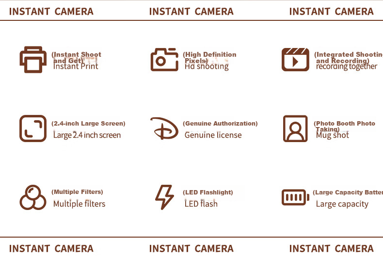 Disney Colorful Instant Camera for Children, Print Directly, Photo Toy, Birthday Gift for Boys And Girls, PC02 Minnie 2