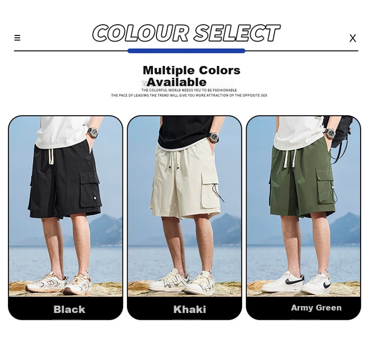 JEEP Men's Shorts, Summer Loose Casual Five-Point Cargo Pants, APK660, Black, XL 6