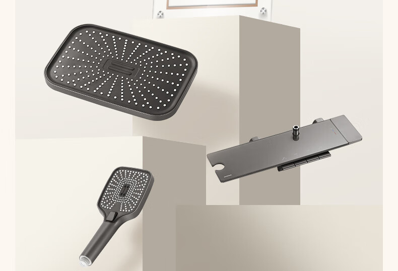 Anhua Bathroom Shower Set Brass Body Pressurized Piano Key Gun Gray Round Tube N4S9048GGW 41