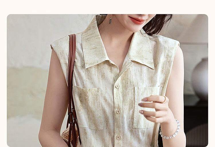 Dme [Zhi Gan Gongzhuang] Summer Faux Bamboo Joint Linen Two-Tone Gradient Lapel Straight-Fit Slimming Women's Dress 2