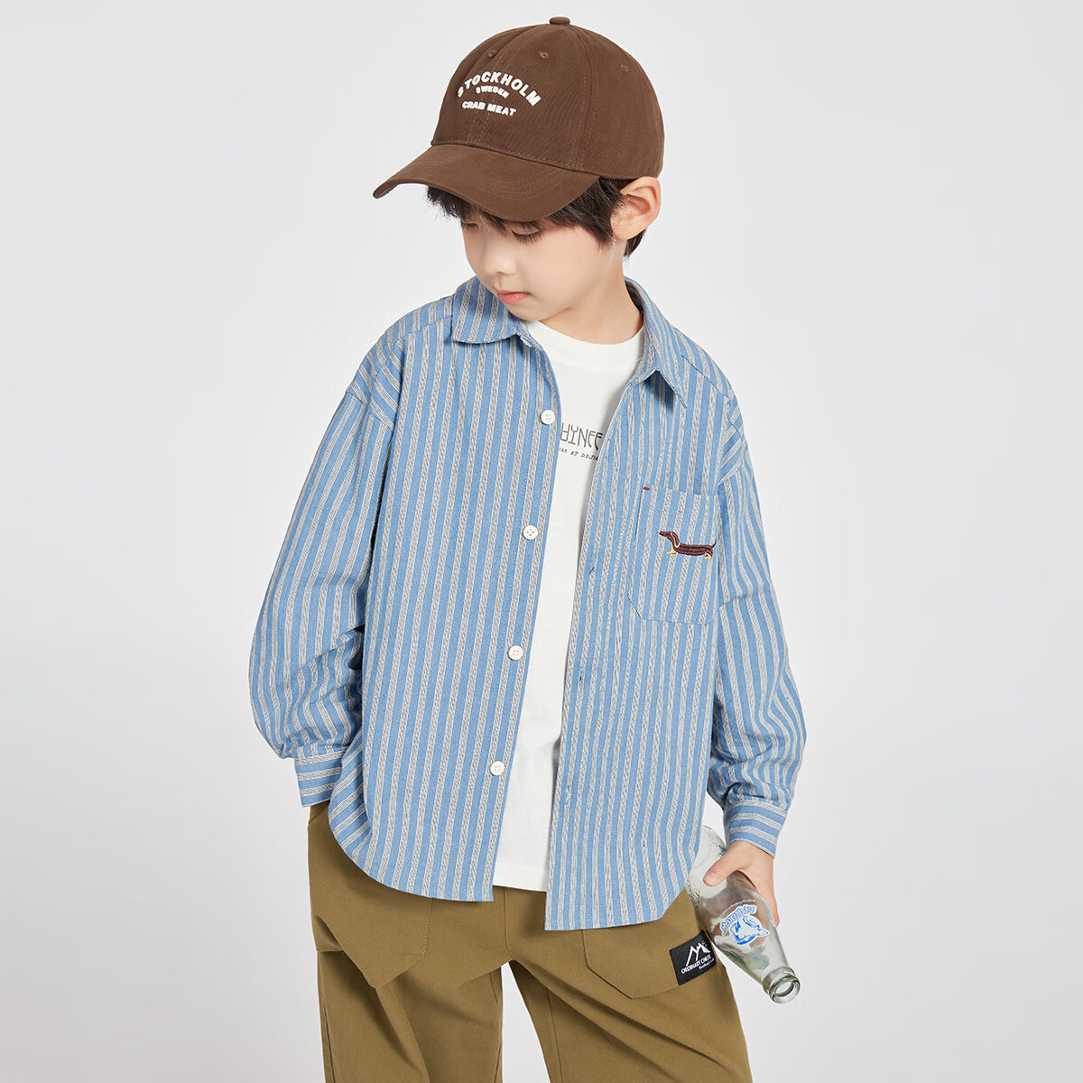Duoduojia [La Chang Xiao Gou] Boys' Casual Shirt, Spring And Autumn 2026 Striped Shirt, Children's Fashionable And Stylish Thin Jacket
