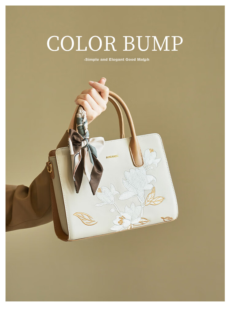 Aokang Women's Handbag, Trendy Cowhide Embroidered Tote Bag, Light Luxury Crossbody Shoulder Bag, Birthday Mother's Day Gift for Mom Or Wife 1