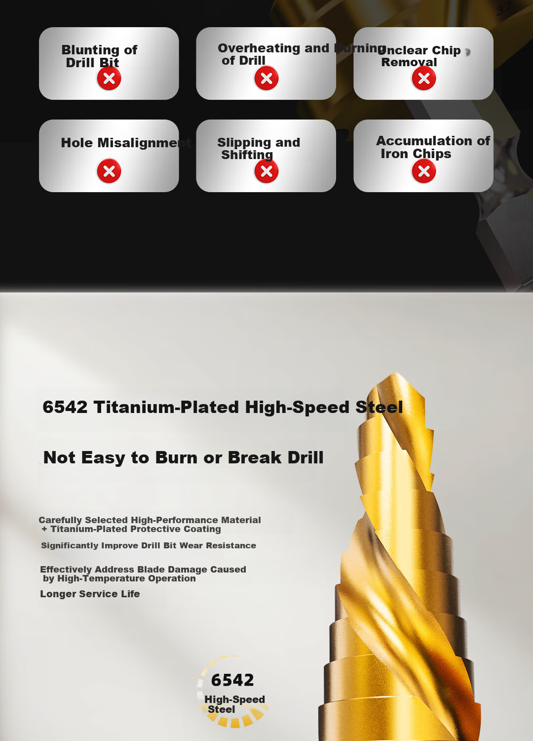 Deli Pagoda Drill Bit, Stainless Steel Metal Drilling, Electric Hammer Drill Bit, Wood Board Aluminum Alloy Hole Opener, 6542 High-Speed Steel 4-12 6