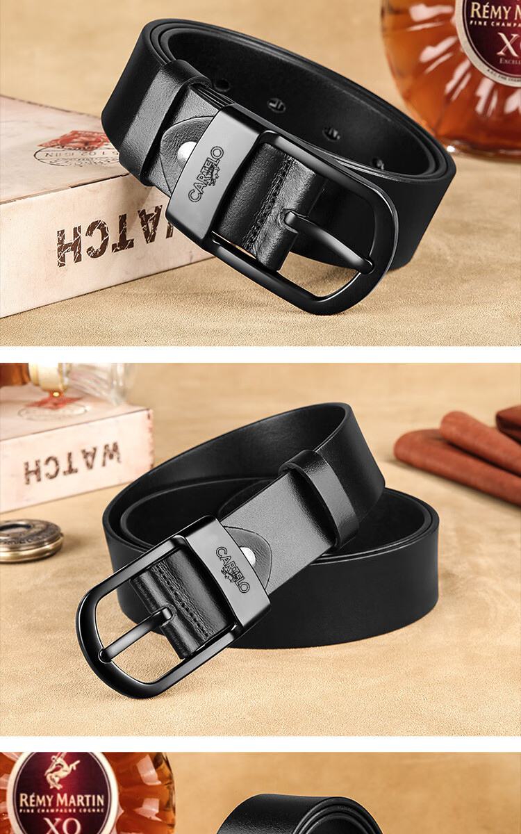 CARTELO Men's Leather Belt with Pin Buckle, Business Trouser Belt, Vintage Top-Grain Cowhide Waistband, Gift for Boyfriend, Husband, Or Father 1
