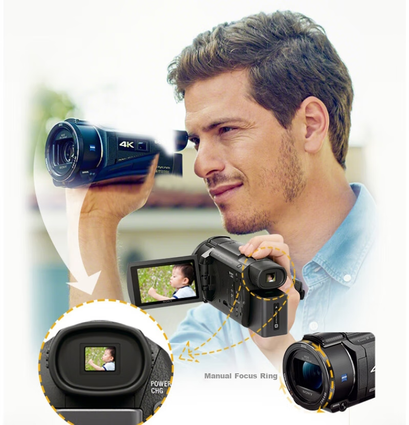 SONY FDR-AX45A 4K UHD Digital Camcorder for Home and Live Streaming with 5-Axis Image Stabilization Bundle 2 7