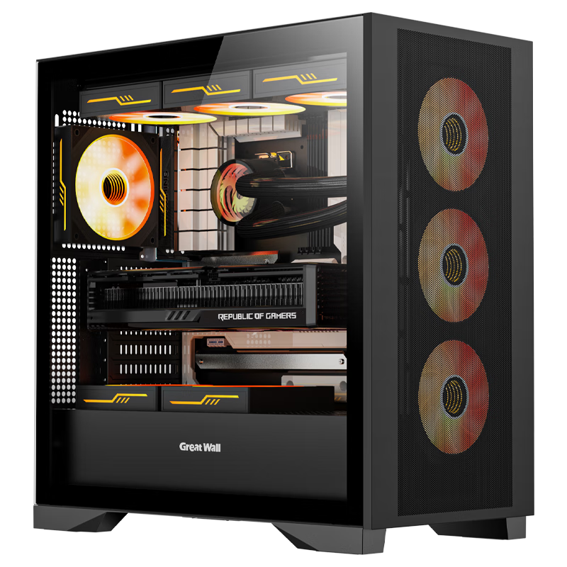 Great Wall Ice Frost X7 Black Computer Case (Back-Mounted Motherboard, Magnetic Metal Panel, 0.75mm Thick Hardware, Easy Disassembly on Four Sides, 360mm Water Cooling Support, 9 Fan Positions, 5090)