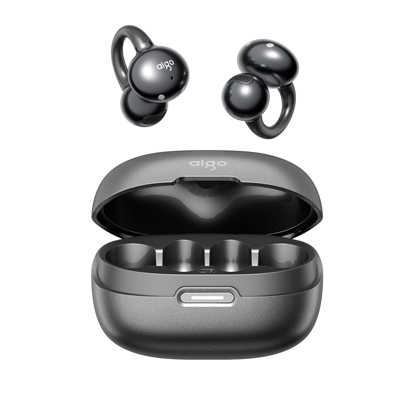 Aigo Bluetooth Earclip Bone Conduction Wireless Noise-Cancelling In-Ear-Free Headphones for Kids Compatible with Xiaomi Apple CA05Plus Standard Edition Gray