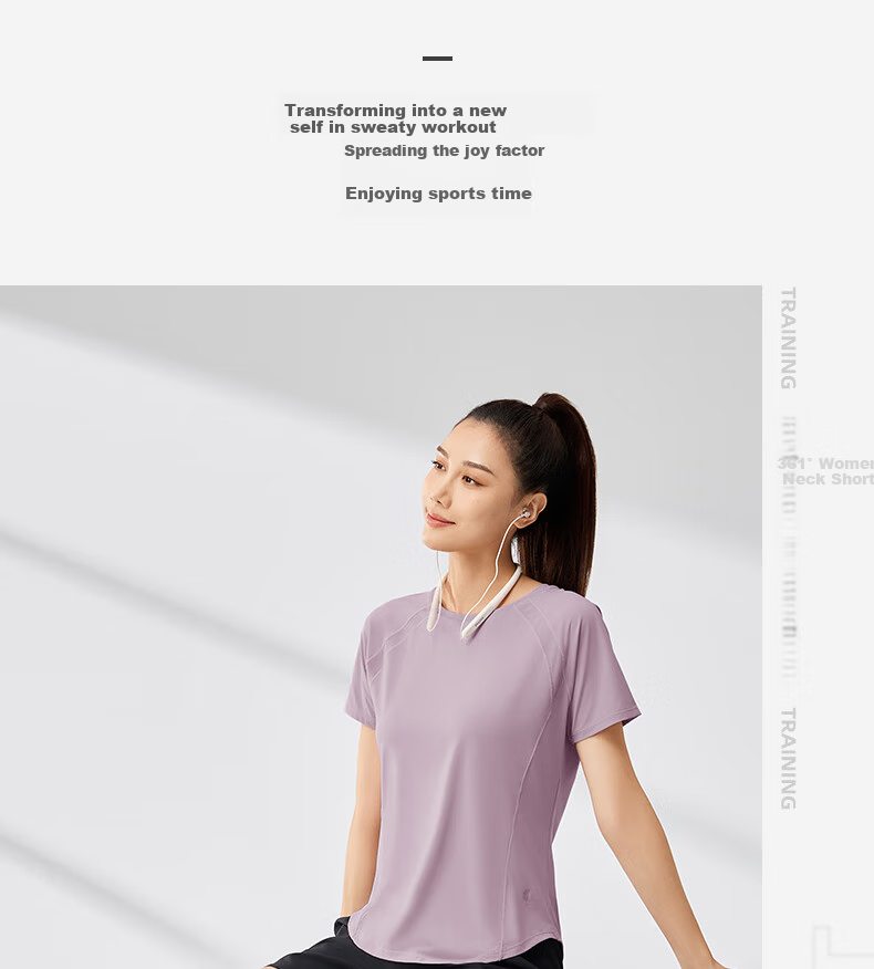 361° Women's Short-Sleeve Summer Clothing, New Cool-Feeling T-Shirt, Sun Protection Shirt, Ice Silk Sports Running Top, 662524116-7 3