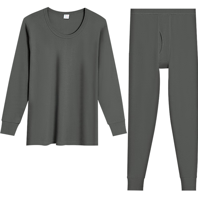 Hodo Men's Underwear, 7A Antibacterial Upgraded Autumn Top And Pants, Pure Cotton Set, Round Neck Thin Style, Base Layer Thermal Underwear