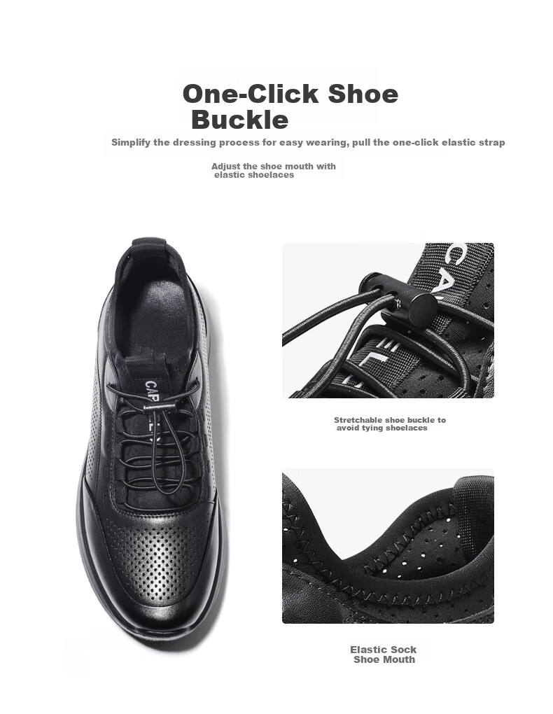 CARTELO Genuine Leather Men's Shoes, Business Casual Sports New Style for Autumn And Winter, Soft Thick-Soled Versatile Commuter Work High-End Black 11