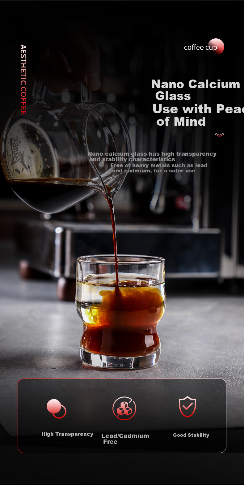 Bincoo Black Knight Glass Cup for Latte, Iced Americano, Milk, Special Cocktail, Coffee, Heat-Resistant Mug with Latte Art 5