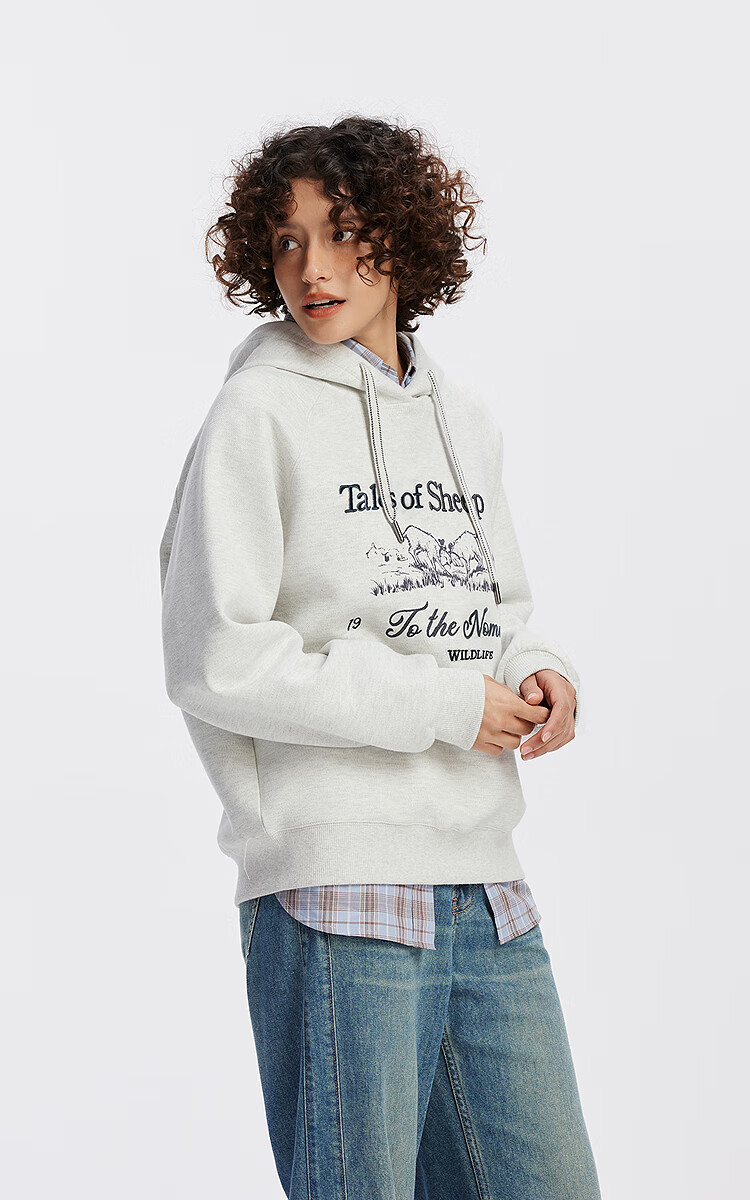 Semir Kazakh Embroidery Hoodie Women Raglan Sleeve Loose Fit 2025 Autumn 101525116022 1