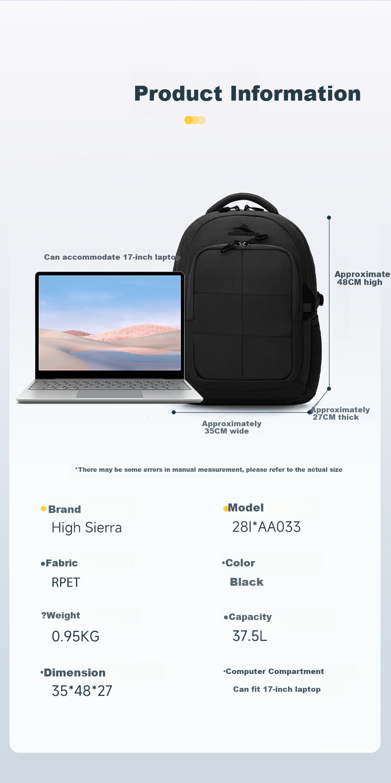 High Sierra Backpack, Large Capacity Travel Bag, Outdoor Hiking Pack, Water-Resistant, Expandable, Durable, Multifunctional Travel Bag 11