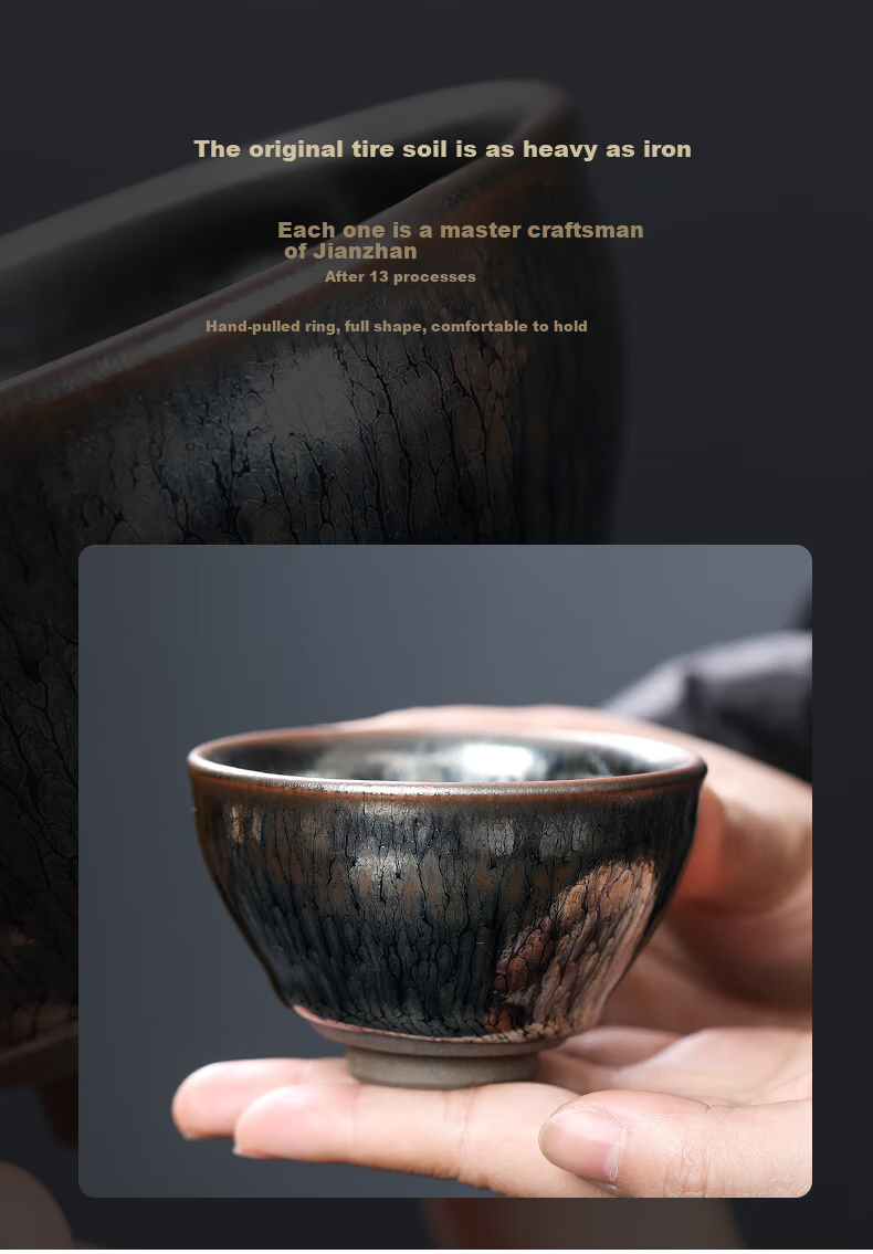 Yuanqingjiasheng Oil Drop Tea Cup, Tea Bowl, Host Cup, Tasting Cup, Tea Bowl, Personal Cup, Single Cup, Ceramic 5