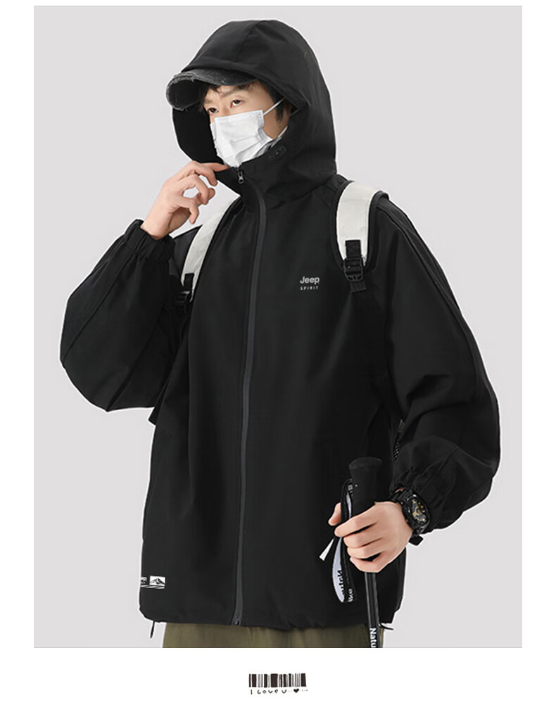 JEEP SPIRIT Men's Autumn Casual Jacket Outdoor Black M 1