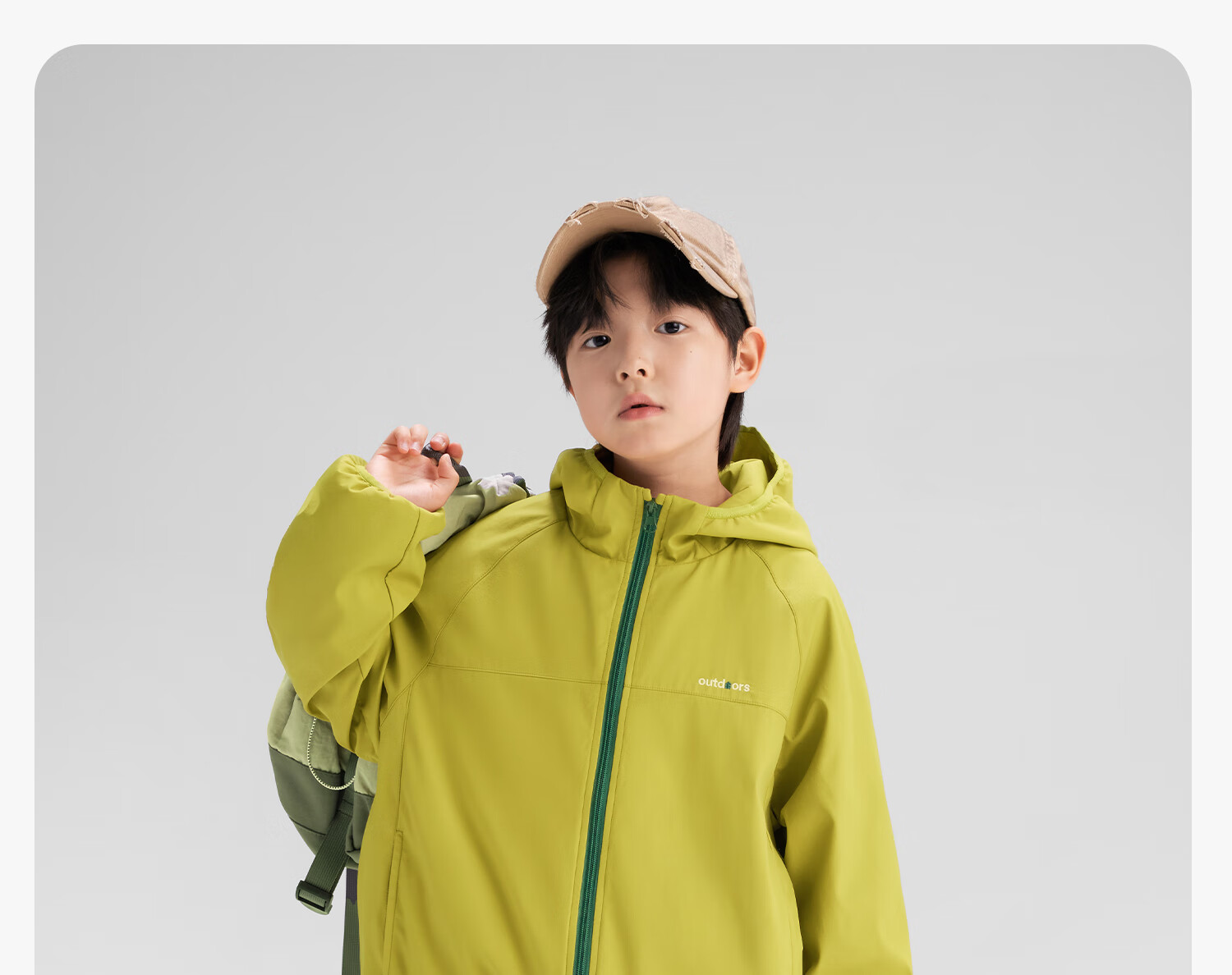 Zuoxi Boys' Fleece-Lined Jacket, 2026 New Children's Softshell Outerwear, Fleece Integrated Top, Gray, Size 160 33