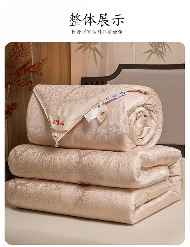 Hengyuanxiang Class A 100% Silk Comforter, 200x230cm Double Size, Spring And Autumn Quilt, 4 Jin Weight, Air Conditioning Quilt, All-Season Duvet Insert 5