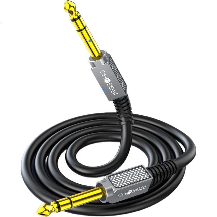 Аудиокабель CHOSEAL QS3565T5, 6.35 мм, 3-жильный, 5 метров, для аудиомикшера, электрогитары, серебряный