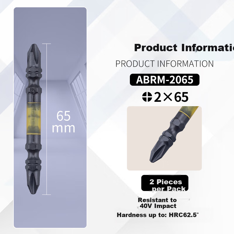 ANEX Black Dragon Resistant Screwdriver Bit ABRM-2065, Resistant to 40V Strong Magnet, Double-Ended Phillips Screwdriver, PH2X65mm, 2-Piece Set