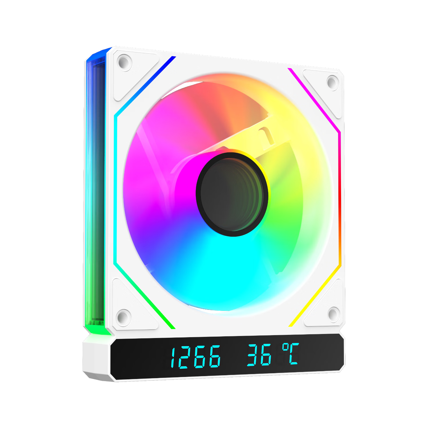 AOC T1200RW/93 White Chassis with Cooling Fan, Supports RPM Temperature Digital Display, ARGB Synchronized Lighting, 5V 3-Pin Daisy Chain, PWM Temperature Control, Hydraulic Silent Operatio