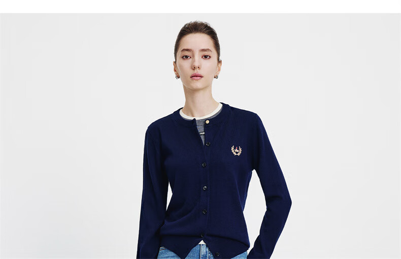 Navy Sail Italy Women's Soft Touch Crew Neck Knit Cardigan Classic Sweater Jacket 2334092061 Blue S 4
