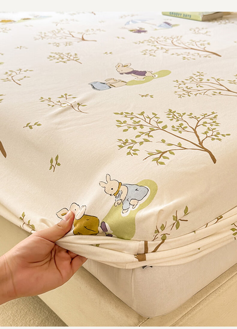 MUJI A-Class 100% Cotton Fitted Sheet Single Piece Pure Cotton Mattress Protector Full Coverage Bed Sheet 120x200cm 2
