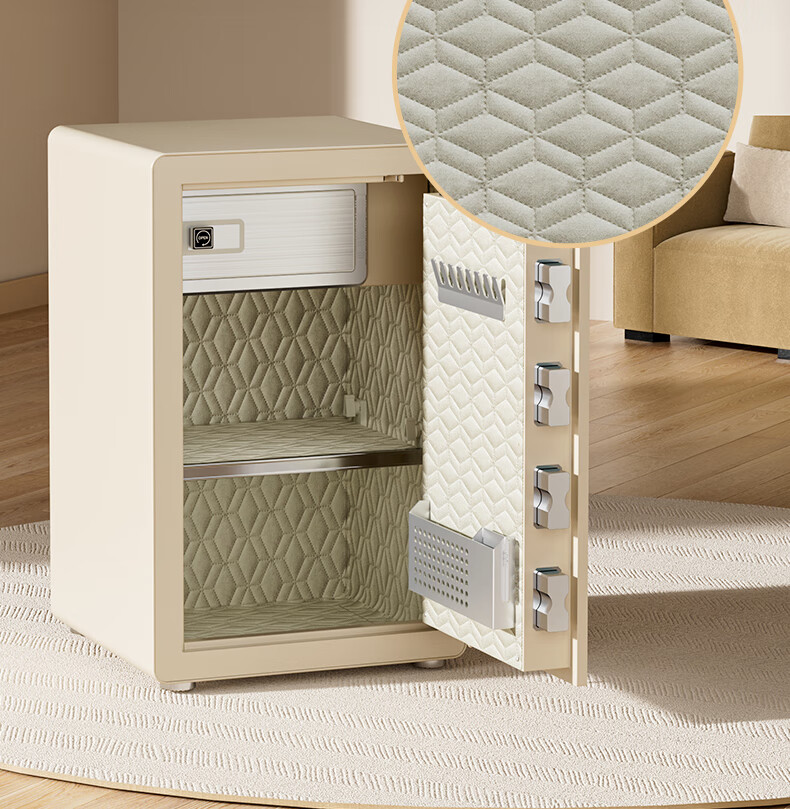Deli Safe Deposit Box with Home Fingerprint Password Lock, Office Financial Security Box, Automatic Door Opening, Thickened Lock Bolt, 60cm Milk Coffee Color AE641-Z 3