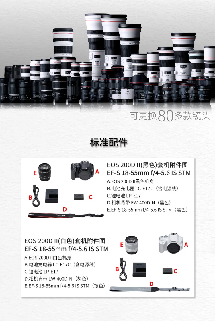 Canon CanonEOS 200D II 200D2 Mini SLR Camera 18-55 Standard Zoom Lens Kit White About 24.1 Megapixels/4K Video Canon CanonEOS 200D II 200D2 Mini SLR Camera 18-55 Standard Zoom Lens Kit White About 24.1 Megapixels/4K Video