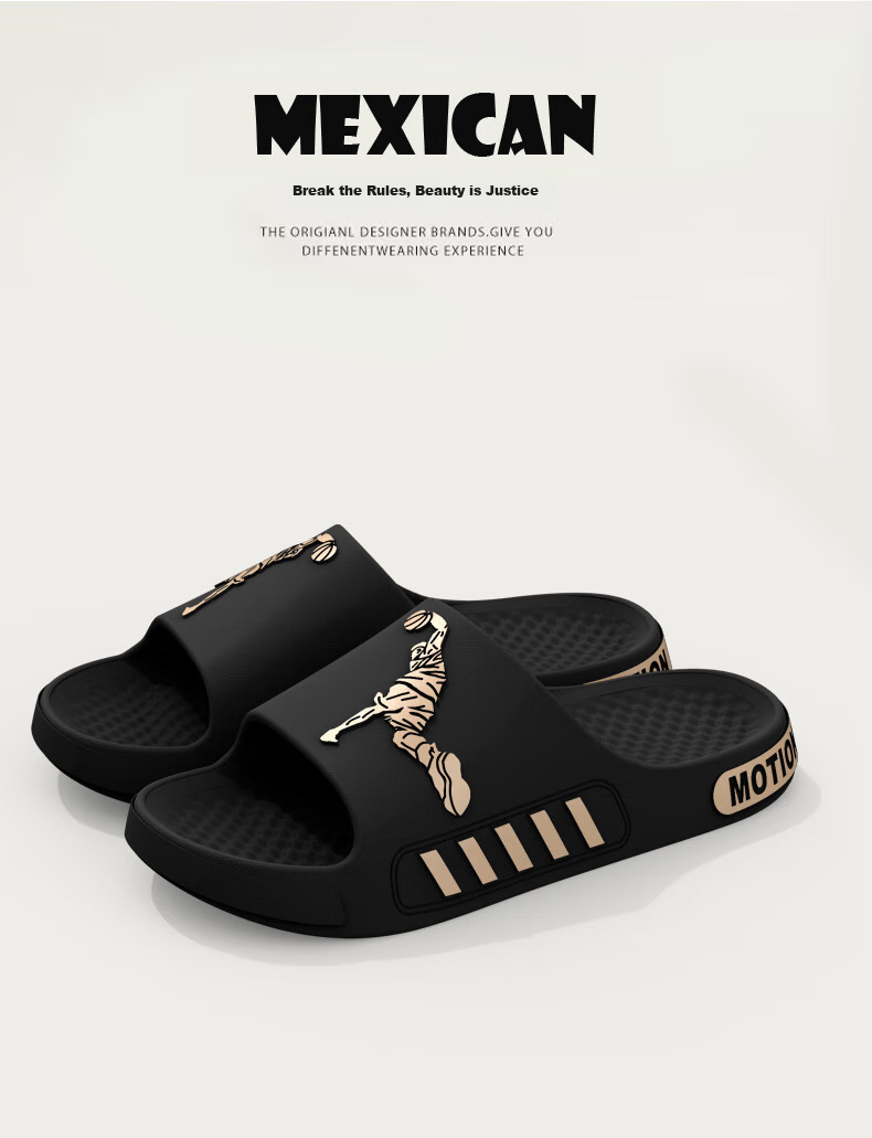 MEXICAN Sports Sandals for Men, Summer Outdoor Wear, Comfortable Home And Water Wading, Beach Shock-Absorbing Non-Slip Slippers, Black Size 40-41 1