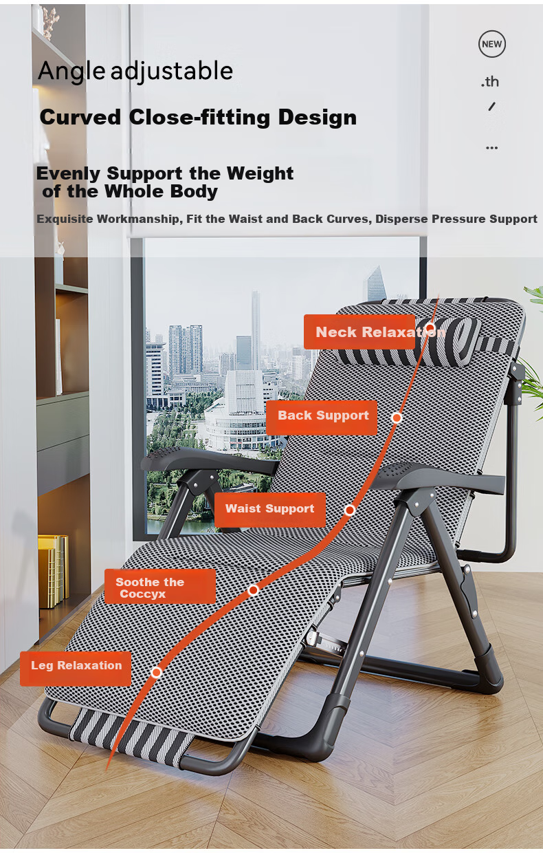 Nanjiren Folding Bed Lounge Chair, Single Bed, Office Nap Chair, Accompanying Care, 13-Level Adjustable Recliner 4
