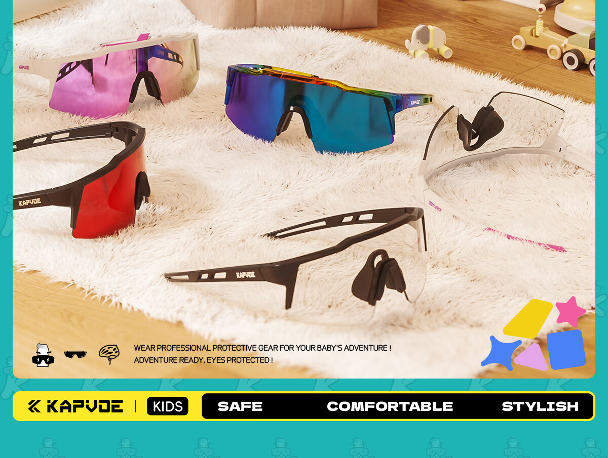 KAPVOE Kids Pilot Sports Sunglasses Running Cycling Glasses Children Speed Skating UV Protection Goggles Unisex 4