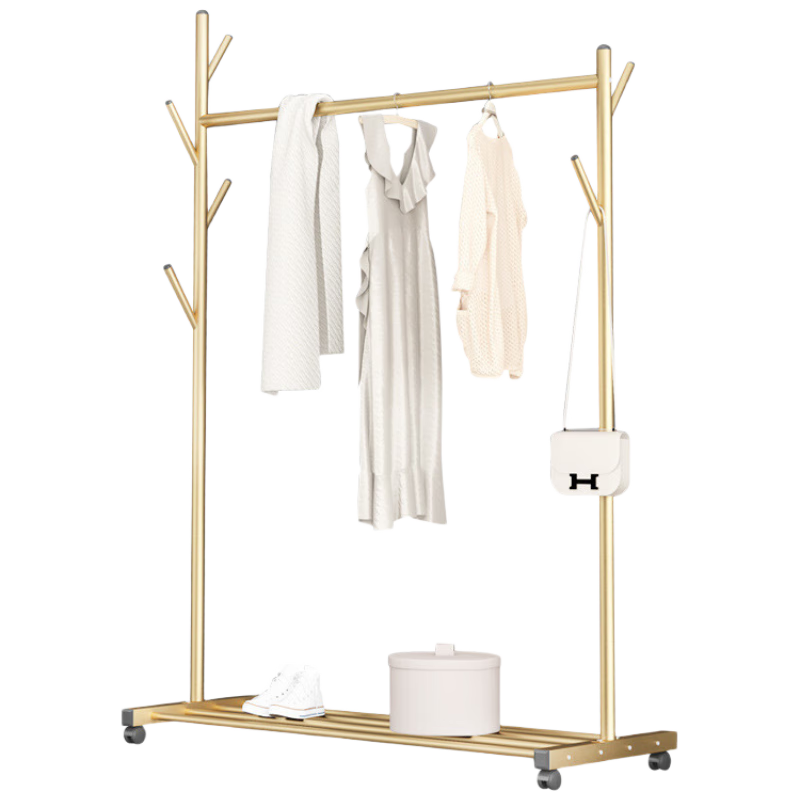 Anerya Floor-Standing Iron Coat Rack, Bedroom Storage Balcony Clothes Hanger, Movable Light Luxury Gold 100cm