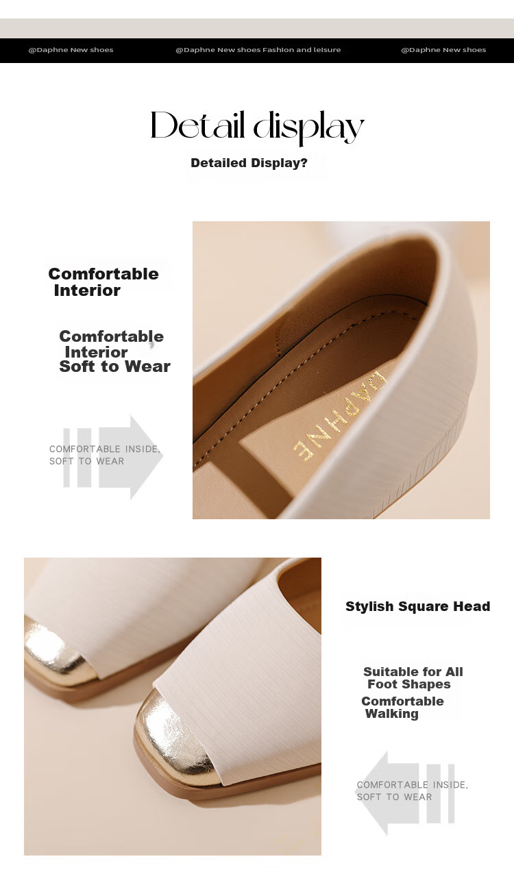 DAPHNE Women's Shoes, Spring And Autumn French Elegant Chanel-Style Leather Shoes, Color-Block Single-Strap Flats, Green, Size 36 10
