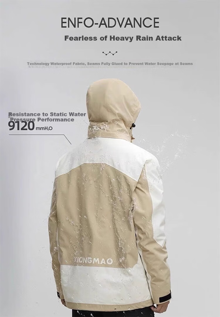 CAMEL Water-Resistant, Oil-Proof, And Waterproof Three-In Hiking Jacket A6B018 Light Mocha Cloud White Men's And Women's Style S 11