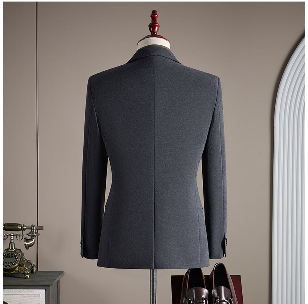 ROMON Men's Business Suit Set Blazer + Vest + Trousers Light Gray XL 19